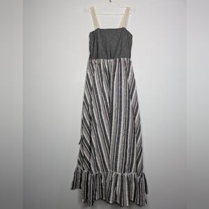 Wren & James Grey White Red Striped Woven Sleeveless Maxi Dress 12